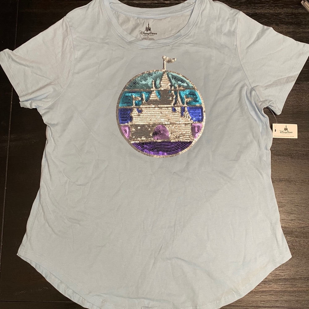 Disney Parks Disneyland Fantasyland Castle Sequined Shirt
